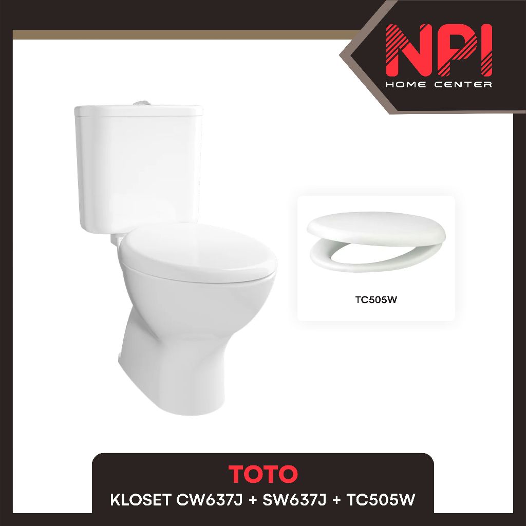 Toto - Closet Kloset Toilet Duduk Cw 637 J Cw637J Complete Set White