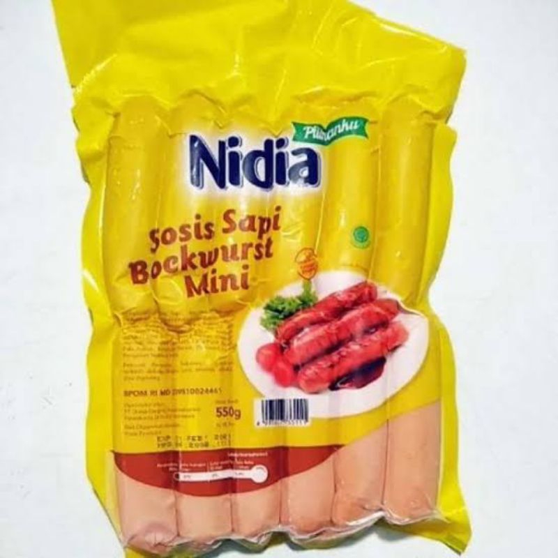 

Sosis Sapi Bockwurst Nidia Isi 12 Pcs Kemasan 500 Gram