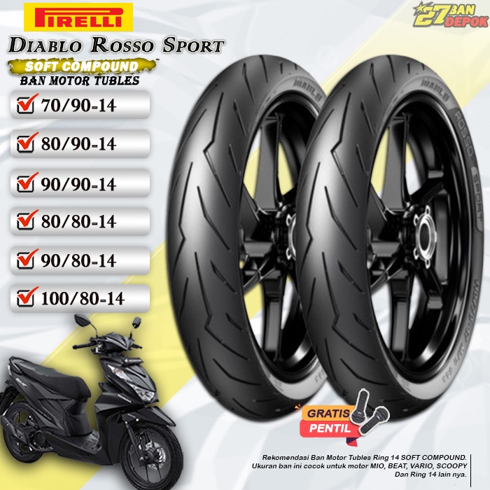 Ban Motor Beat Pirelli Diablo Rosso Sport Ring 14 Tubles Ban Motor Tubeless Mio Beat Vario Ring 14
