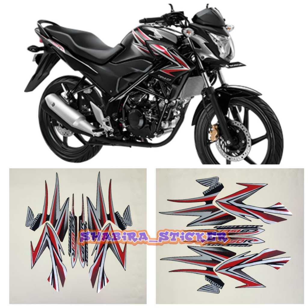 STIKER STRIPING LIS LES POLET BODY MOTOR HONDA CB150R 2013 HITAM STANDAR 1SET