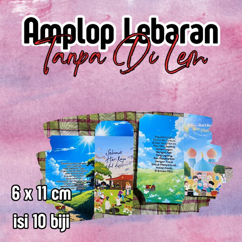 

Amplop Lebaran / Angpao Lebaran / 6x11 cm / Isi 10 Biji/ Belum Di Lem