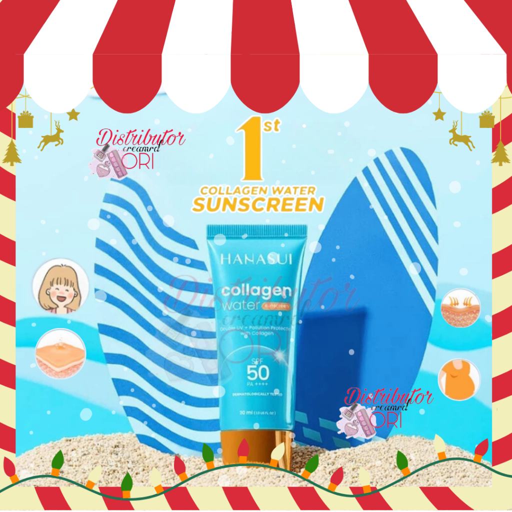 Hanasui Collagen Water Sunscreen SFP50 KEMASAN BIRU - 30ml / sunblok sunblock SPF 50 | ORIGINAL