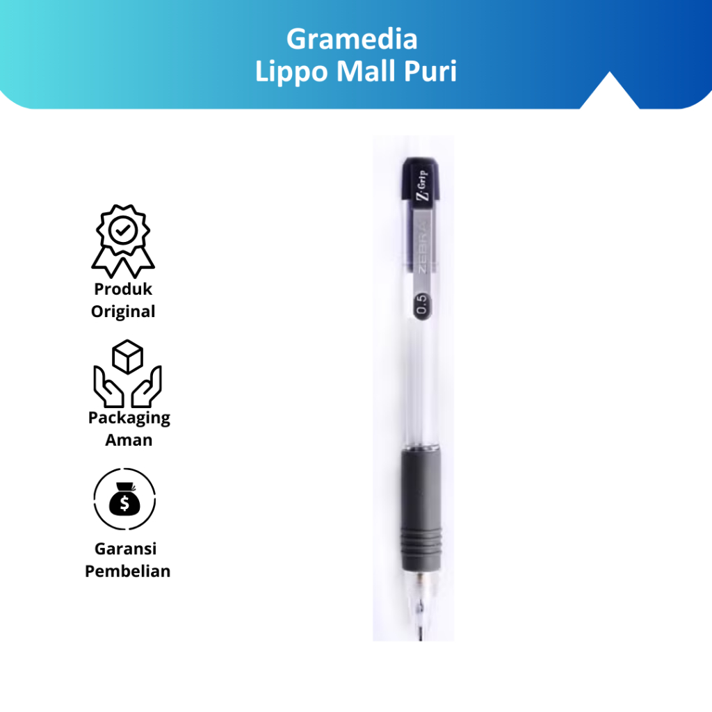 

Gramedia Lippo Mall Puri - Zebra - Pensil Mekanik 0.5 mm Abu-Abu