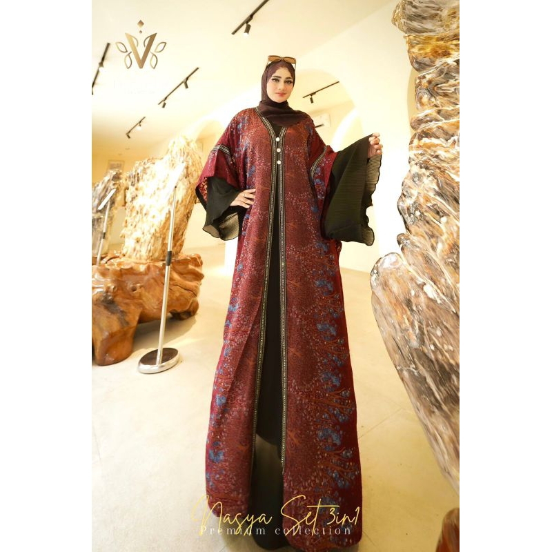 Nasya set scarf 3in1 Original By TREVANA terbaru 2024 gamis ootd lebaran haji umroh kondangan bisa c