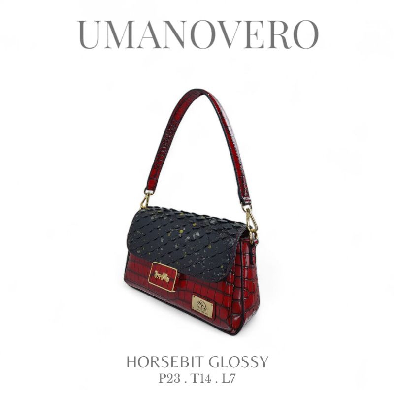 Tas Umano Vero Horsebith Croco Glosy 3436-1 Ada 2 Tali ( Solder & Panjang ) Tas Pesta Tas Remaja Tas
