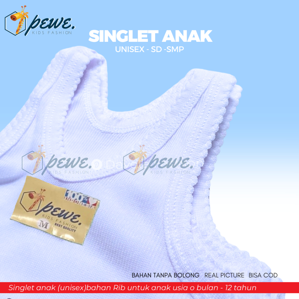 Singlet Kaos Dalam Anak  0 - 13 tahun per 6 PCS - Kaos dalam anak perempuan lusinan - Kaos dalam bay