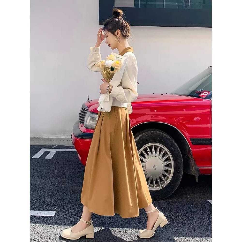 setelan korea blezer dan rok bahan kondru full kancing mutiara trend korea terbaru