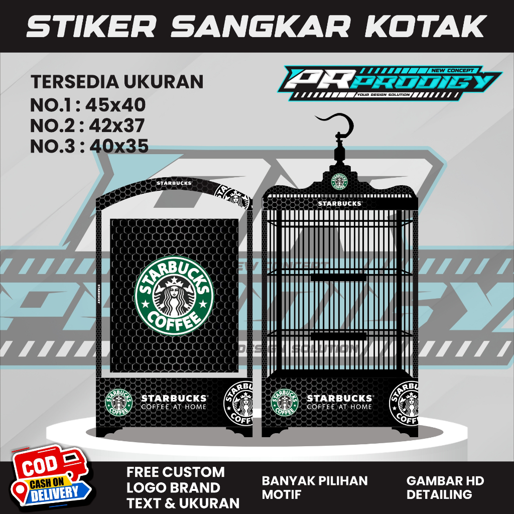 Stiker Decal Sangkar Burung / Sangkar Koper / Sangkar Kosan STARBUCKS