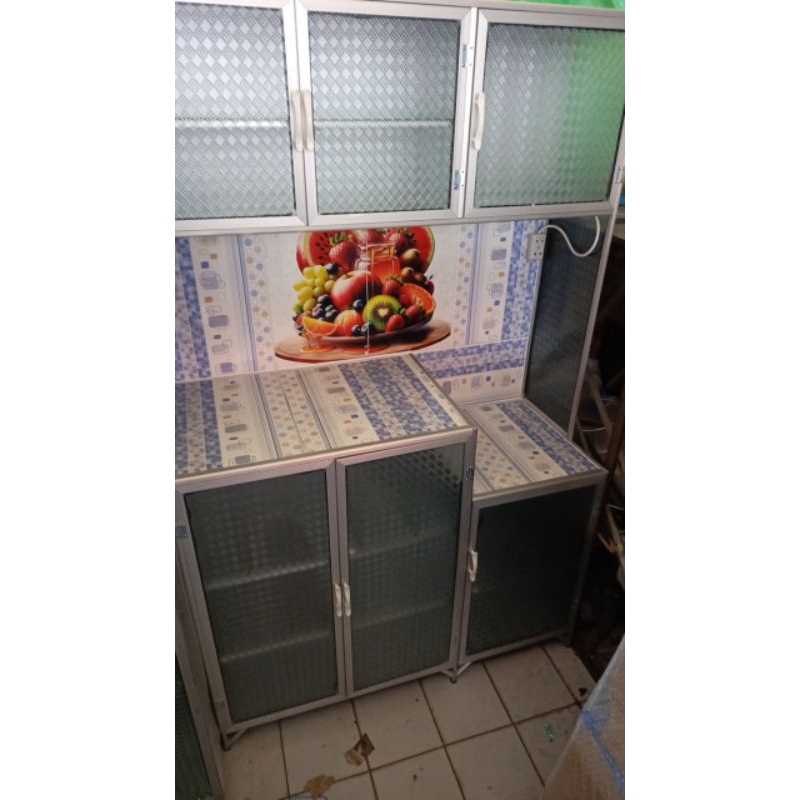 RAK PIRING KACA 3 PINTU 2PINTU 3PINTU PREMIUM  MURAH / RAK PIRING KACA ALUMINIUM 3 2 PINTU BANDUNG
