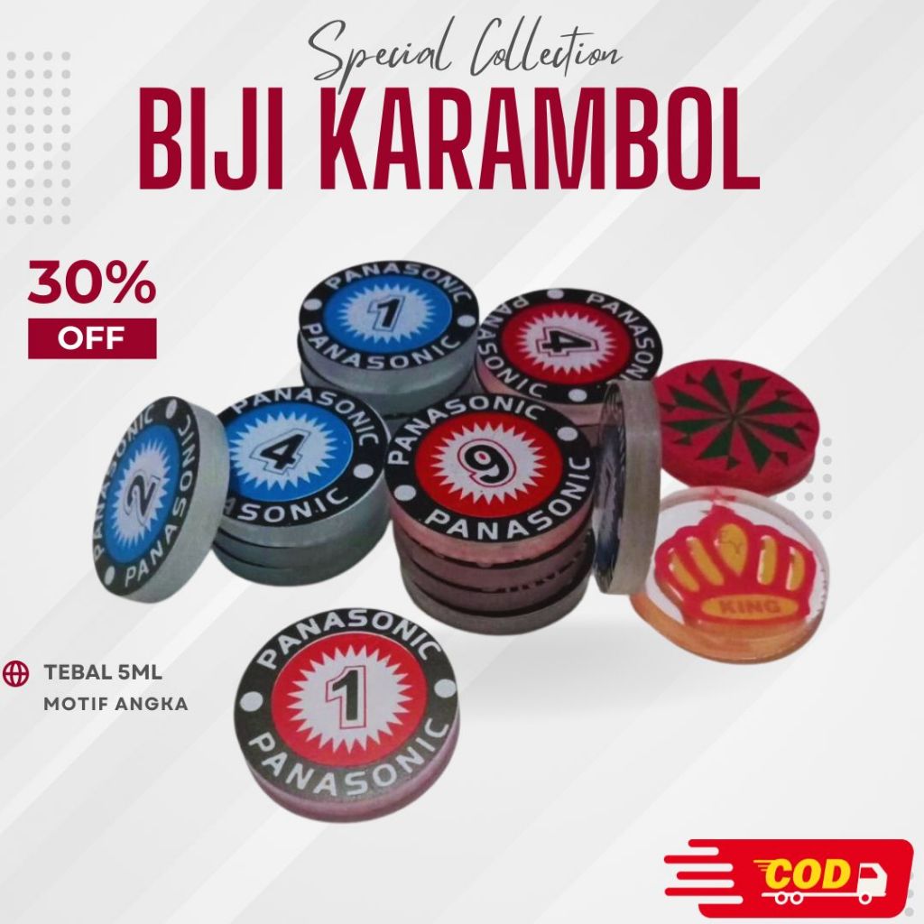 Biji Koin Buah Karambol Carambol Motif Nomor Angka Bahan Akrilik Tebal 5 mm