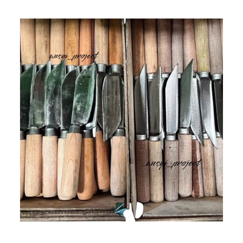 wajib bundling Pisau Lokal  pegangan kayu / Lading Lokal ganggang kayu / Bansau /  Pisau lokal jawa 