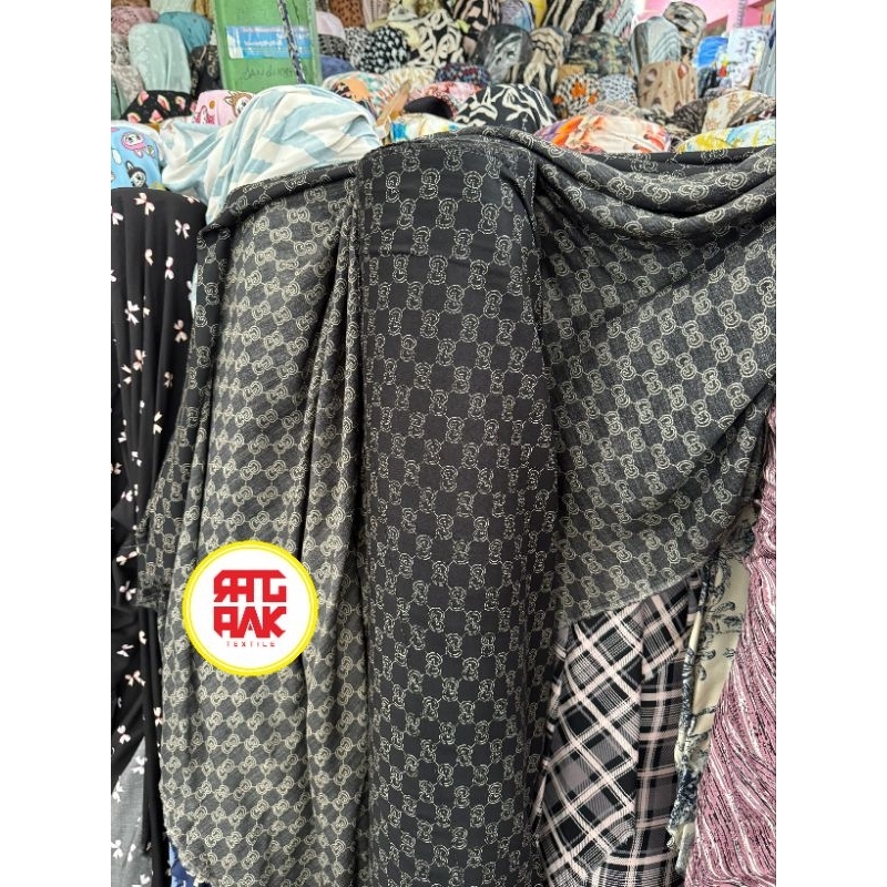 KAIN KATUN RAYON VISCOSE PREMIUM MOTIF GUCCI GRADE A (LEBAR/BIDANG KAIN 150cm)