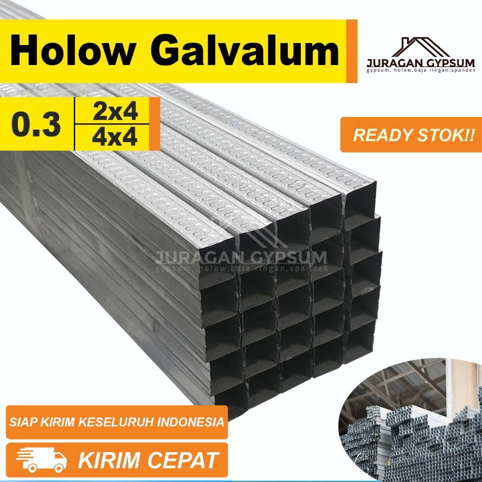 Holow 3 4x4 2x4 Galvalum hollow Plafon 3mm  holo gypsum 3 mm
