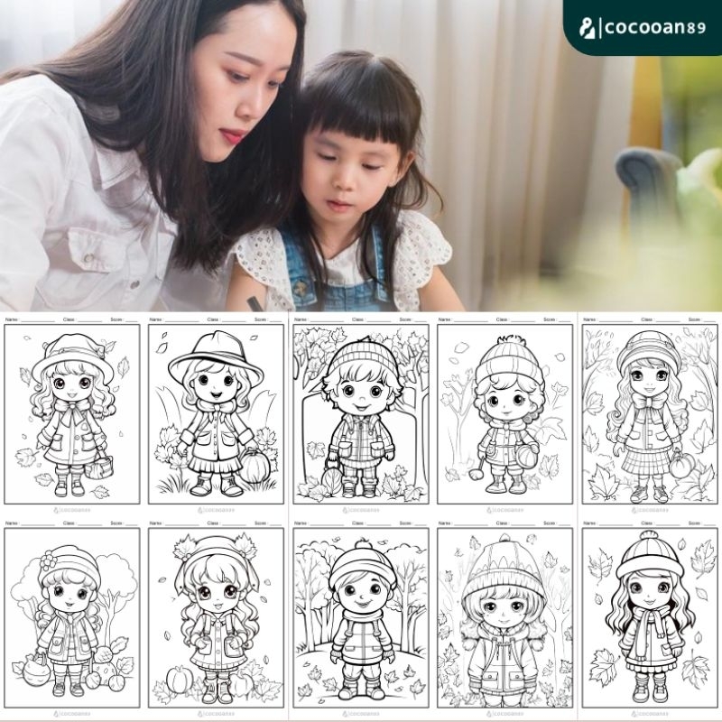 

kertas lembar mewarnai autumn 4