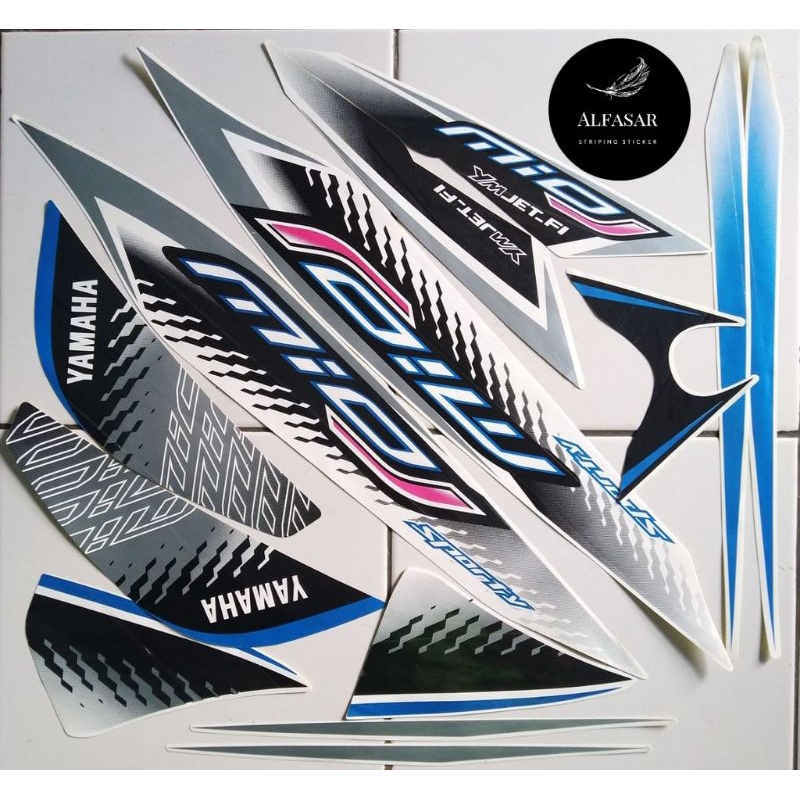 STICKER Striping YAMAHA MIO J cw 2013 Putih Biru