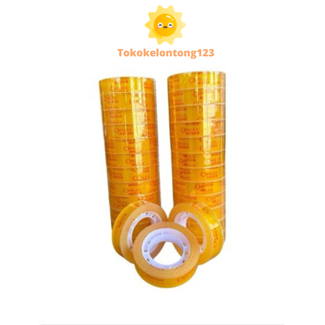 

Isolasi bening 1/2 inci x 25 yard lem rekat kuat/lakban kecil selotip rekat
