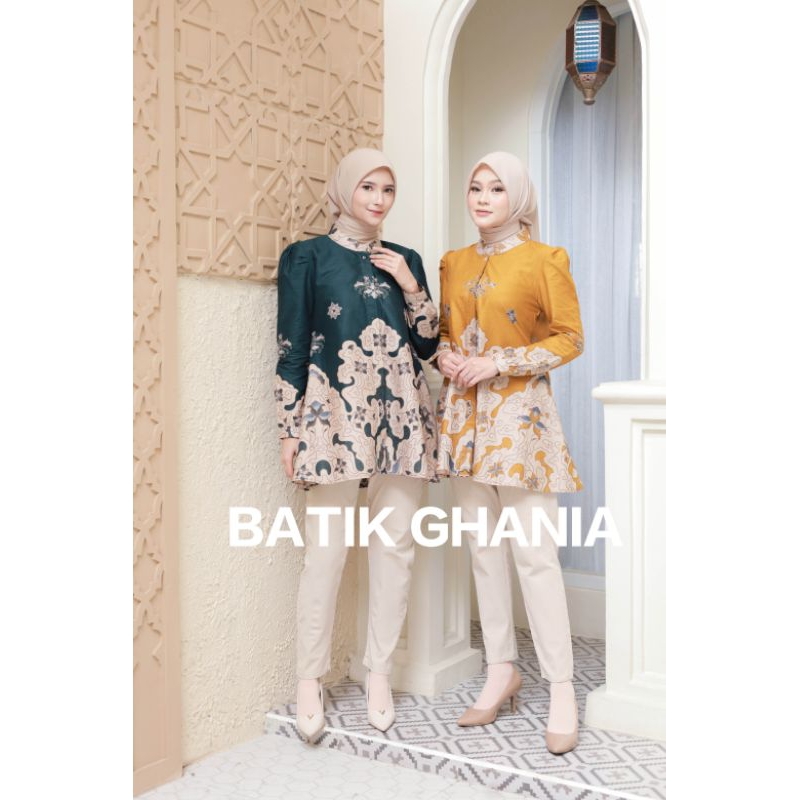 Blouse Batik Wanita Atasan Batik Kantor Baju Batik Wanita Lengan Panjang motif ARDA By Batik Ghania