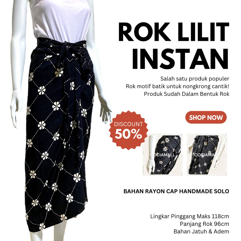 Rok Lilit Batik Jumputan Handmade Warna Olive Terakota Merah Hitam Navy