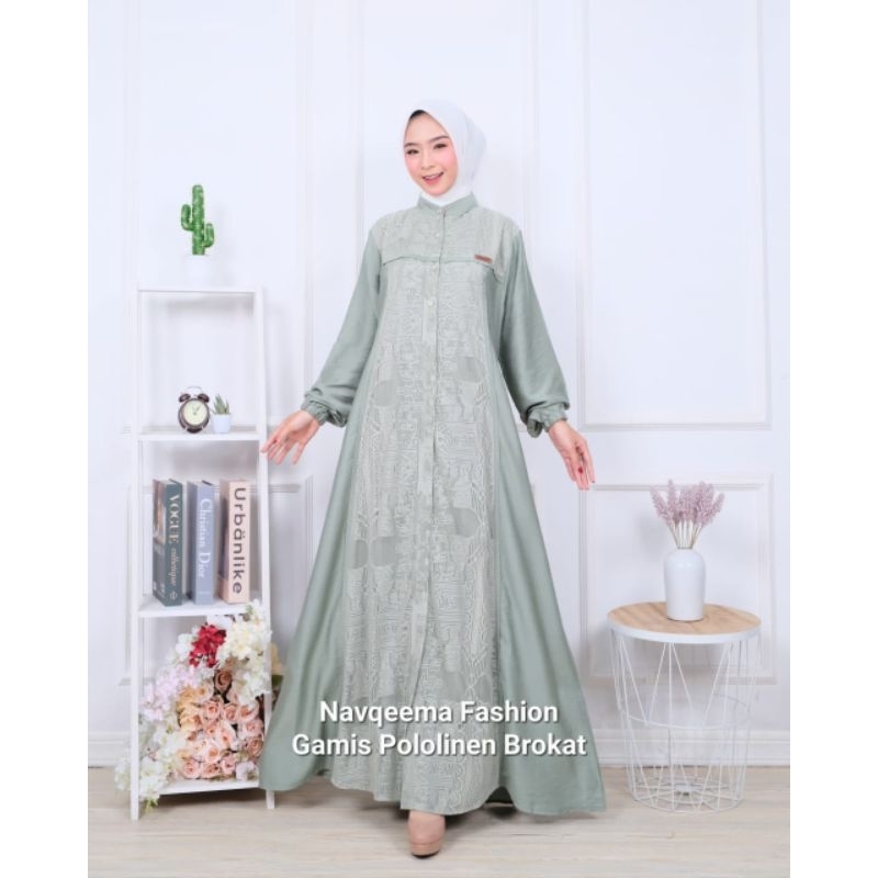 Gamis Nanda Brukat/Midi Dress Premium/Hijab chic dress/Dress Brukat/Gamis Brukat/Gamis pololinen/Pre