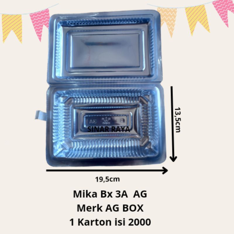 100 pcs Mika Bx 3A AG / MIKA KUE / BUNGKUS KUE / MIKA ROTI / BOX KUE / MIKA MIE