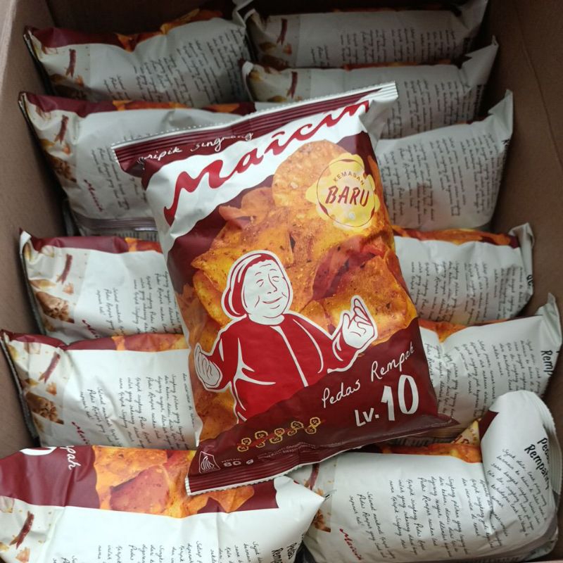 

Paket 1 Dus Keripik Maicih Bob Level 10 isi 25 Pcs Khas Bandung