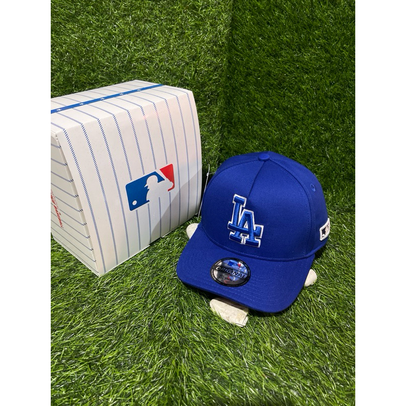 LA Biru List Putih Bahan Biru Topi Premium MLB