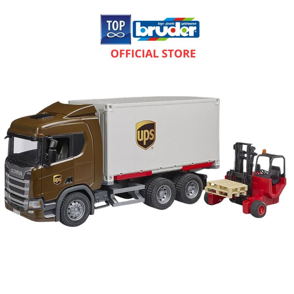 Bruder 3582 -Scania Super 560R UPS Logistics - Diecast 1: 16 Mainan Miniatur Mobil Truk Scania Denga