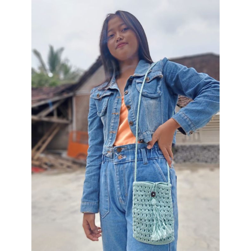 Tas rajut etnik/tas rajut handmade/Tas wanita/ tas rajut selempang wanita terbaru/ tas rajut hp keki