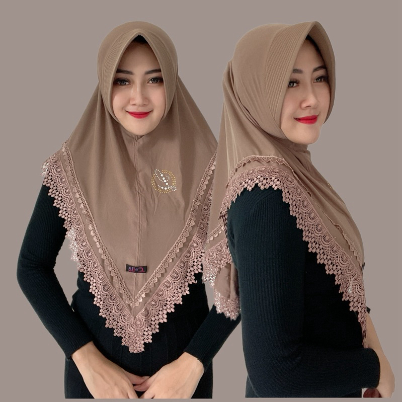 Indah Store - Hijab Instan Bergo Pet Jersey Double Renda Senada Wilona