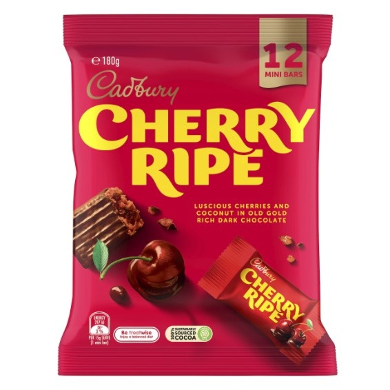 

Cadbury Cherry Ripe Dark Chocolate Share Pack 12 Mini Bars 180g