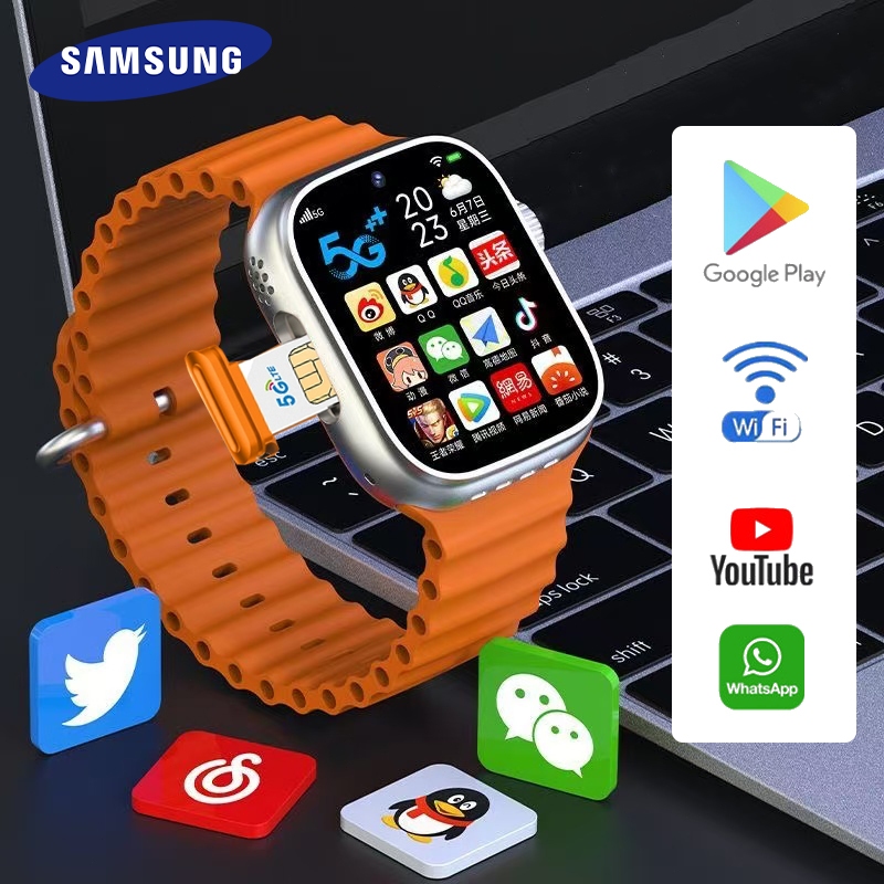 AIG [4G 5G Sim card] Samsung Smartwatch S9 ULTRA RAM 2 / 16GB Bisa Nonton Youtube TikTok Baterai
