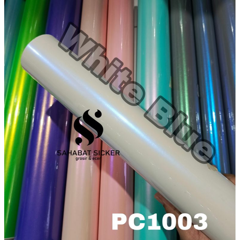 SKOTLET STICKER PUTIH MUTIARA BIRU SKOTLET PUTIH LEMBAYUNG BIRU STICKER WHITE PEARL BLUE DEREK ROLL 