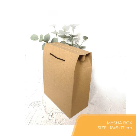 

( 10 pcs ) mysha box large warna coklat polos muat 2 toples jar kue kering 800 ml dus jinjing premium size 18x9x17 cm