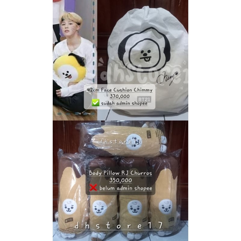 [PLNSN & READY STOCK] BT21 42cm FACE CUSHION CHIMMY,  BODY PILLOW CHURROS RJ