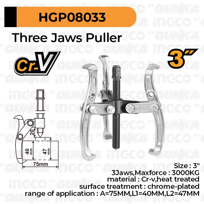 Three Jaws Puller (3") HGP08033 Traker Katrol Tarik 3 Cakar Montir Motor Menarik Tarik Baut Bearing 