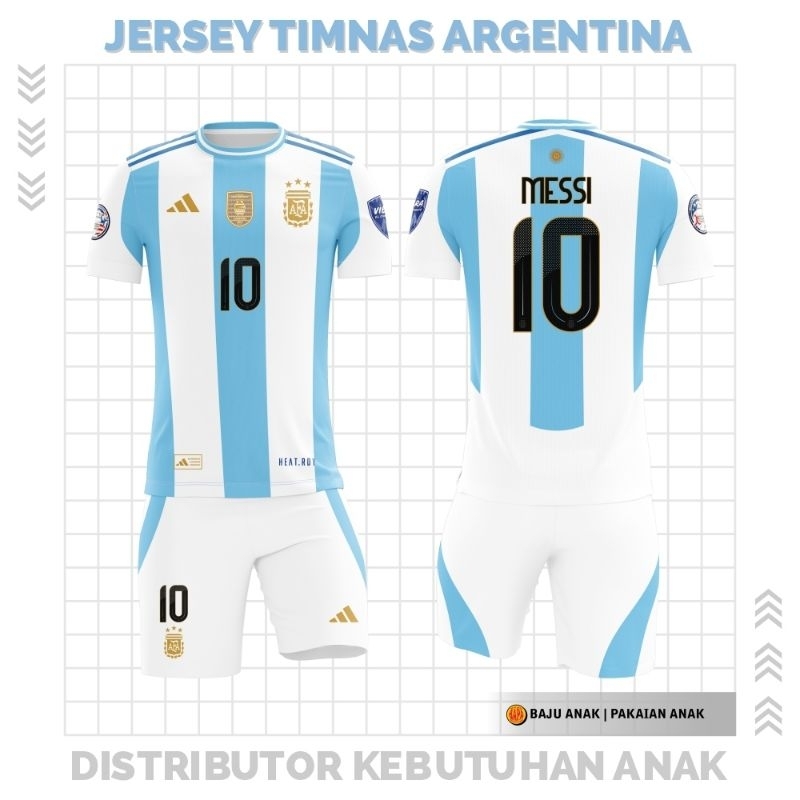 PREMIUM SETELAN TERBARU Jersey Argentina anak MESSI kaos bola best seller quality original promo