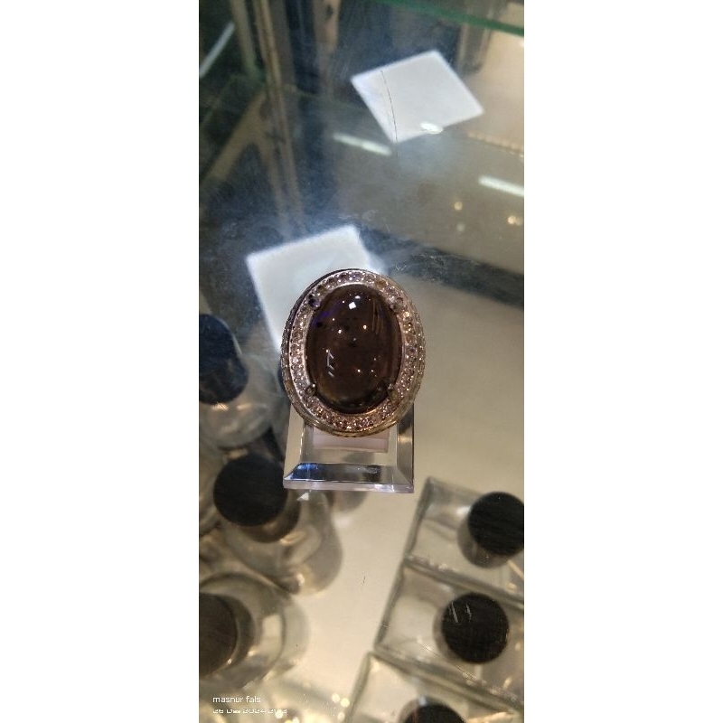 Cincin smoky quartz/ kecubung teh/ batu solar