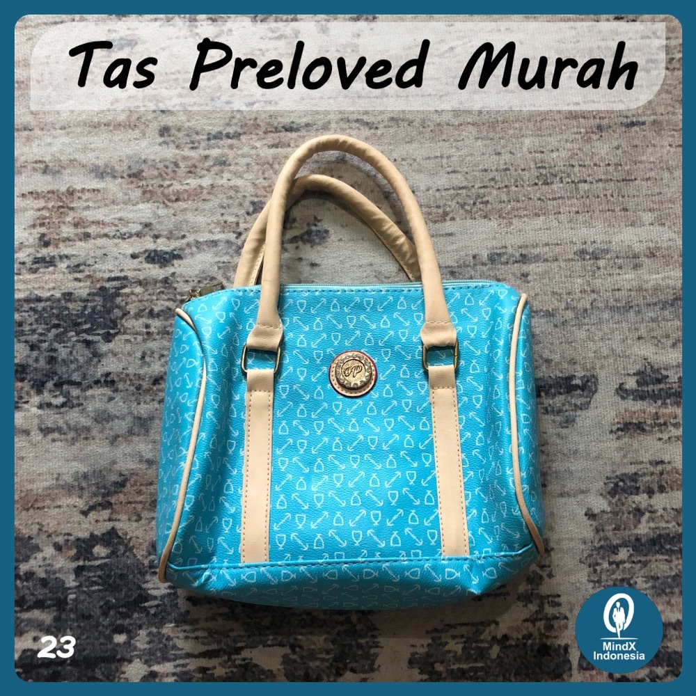 Tas Wanita Preloved Merk JP Warna Biru Langit (Sky Blue) (Preloved/Second/Bekas) Non Original