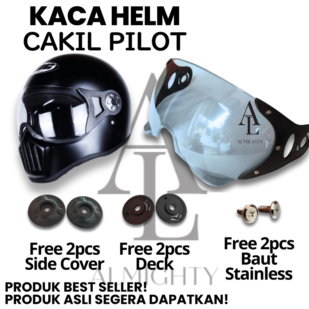 KACA HELM PILOT CAKIL RETRO KLASIK FULL FACE