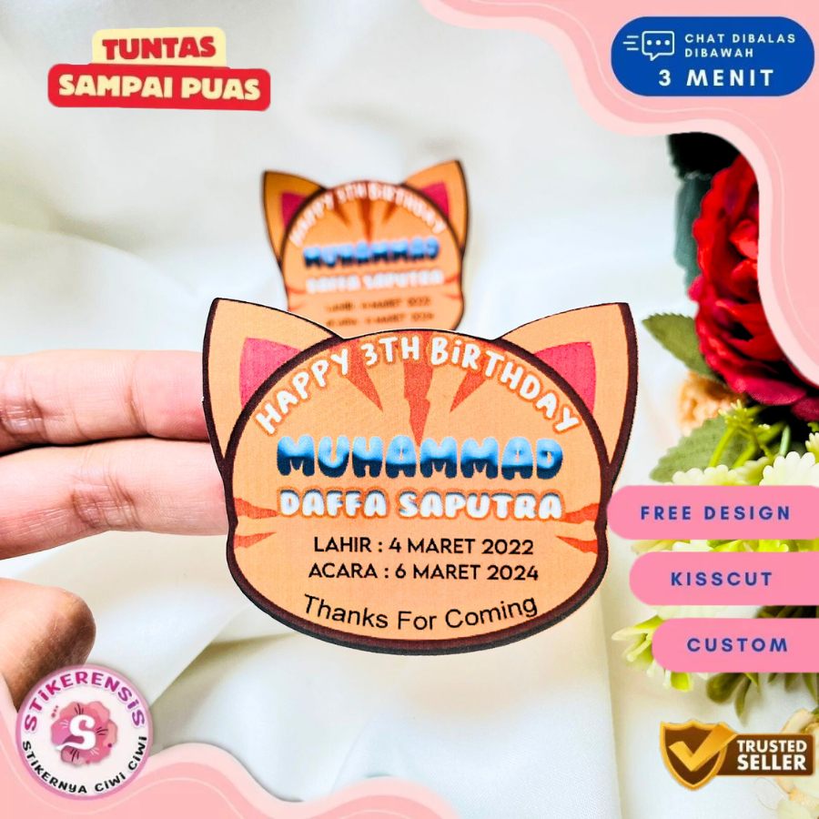 

9-15 Stikerensis Sticker Karakter Ulang Tahun Anak Stiker Label Ultah Ulang Taun Birthday Custom