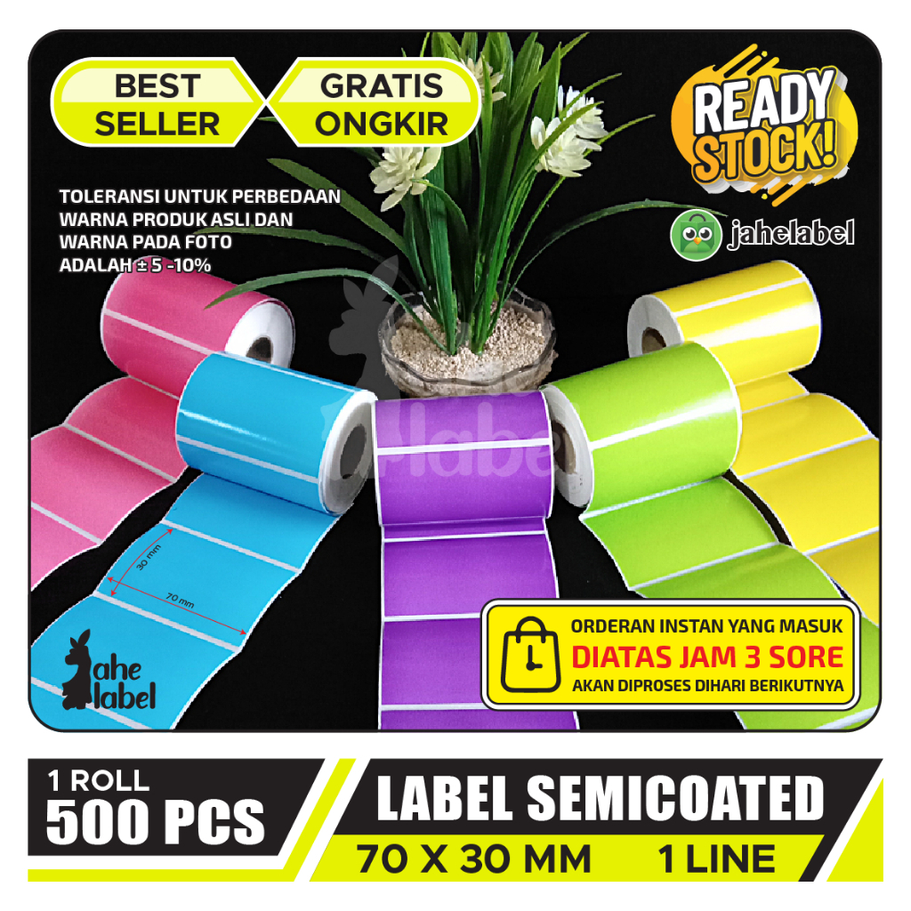 

STIKER LABEL BARCODE 70x30mm SEMICOATED KERTAS LABEL 70 x 30 mm 500 PCS