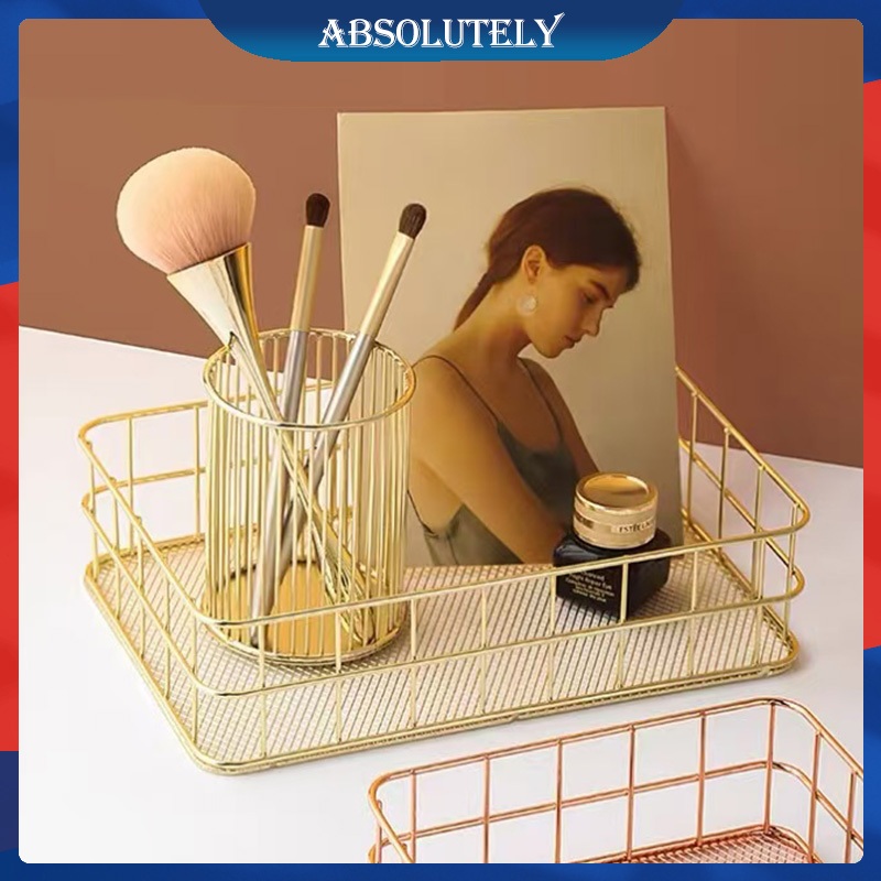 Kemewahan Keranjang Penyimpanan Besi Tempa Keranjang Penyimpanan Logam Keranjang Penyimpanan Desktop