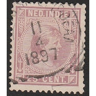 

A 11587 SATU BUAH PRANGKO KUNO KLASIK NED INDIE TEMA PRINCESS WILHELMINA NOMINAL 25 CENT DENGAN KONDISI ADA CAP 11 APRIL 1897