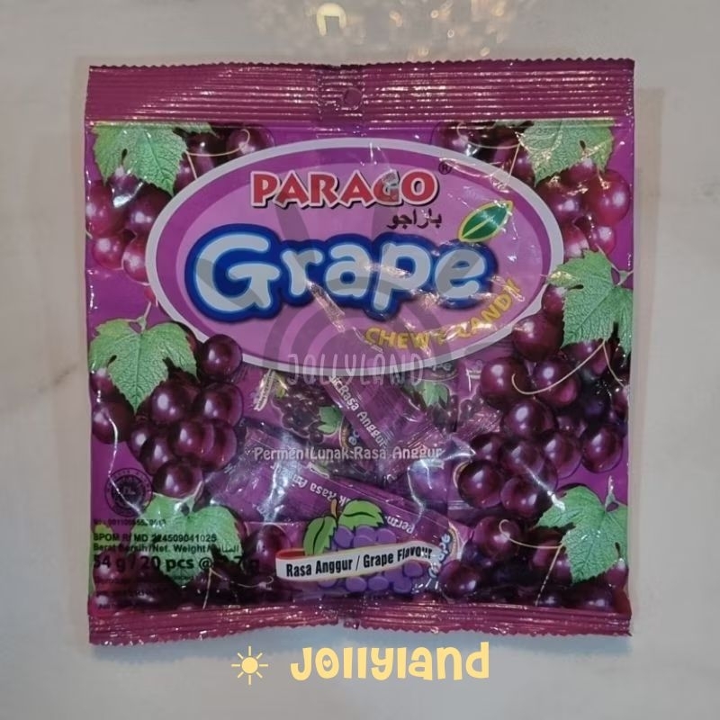 

Parago Grape Chewy Candy Permen Lunak Rasa Anggur 54g (isi 20pcs @2.7g)