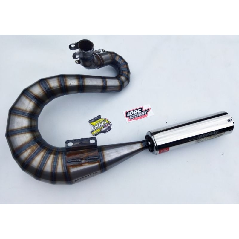 knalpot vespa buang kiri model anaconda DRC victory bahan plat