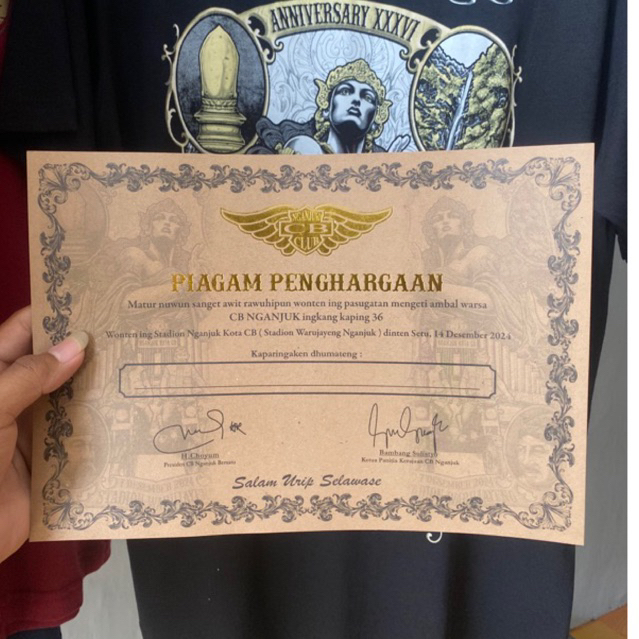 

JUAL PIAGAM PENGHARGAAN ACARA CB ORIGINAL