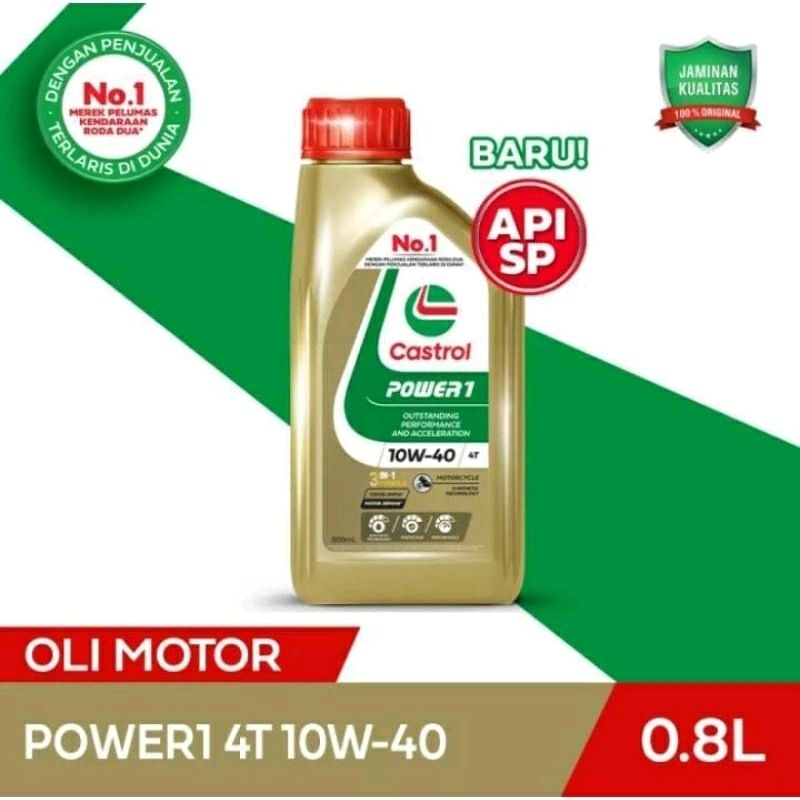 CASTROL POWER 1 4T SAE 10W-40 GOLD 800ML oli mesin motor bebek/Manual Original Resmi