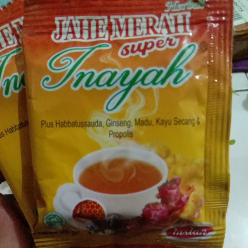 

Jahe merah Inayah Harga 1sachet Jahe merah plus madu ginseng dan propolis