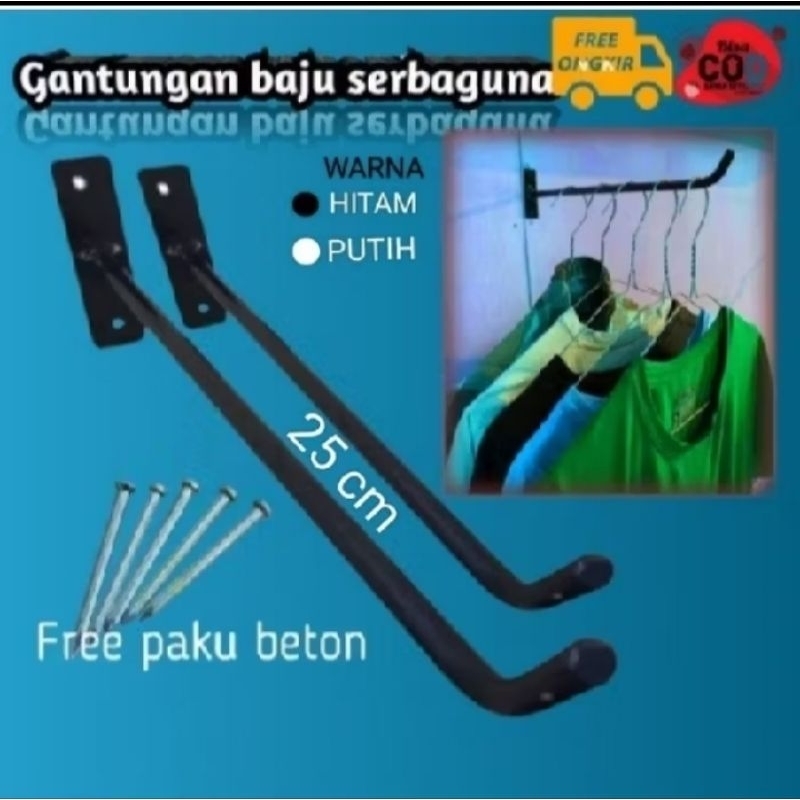 Gantungan Hanger Baju Bahan Besi Panjang 25 Cm
