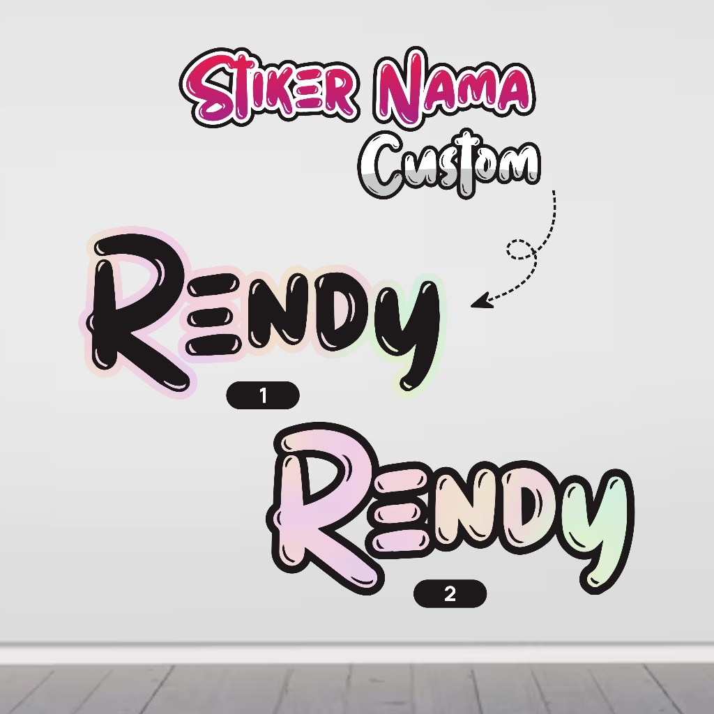 Stiker Tulisan Nama Custom - Stiker Custom Nama - Stiker Waterproof